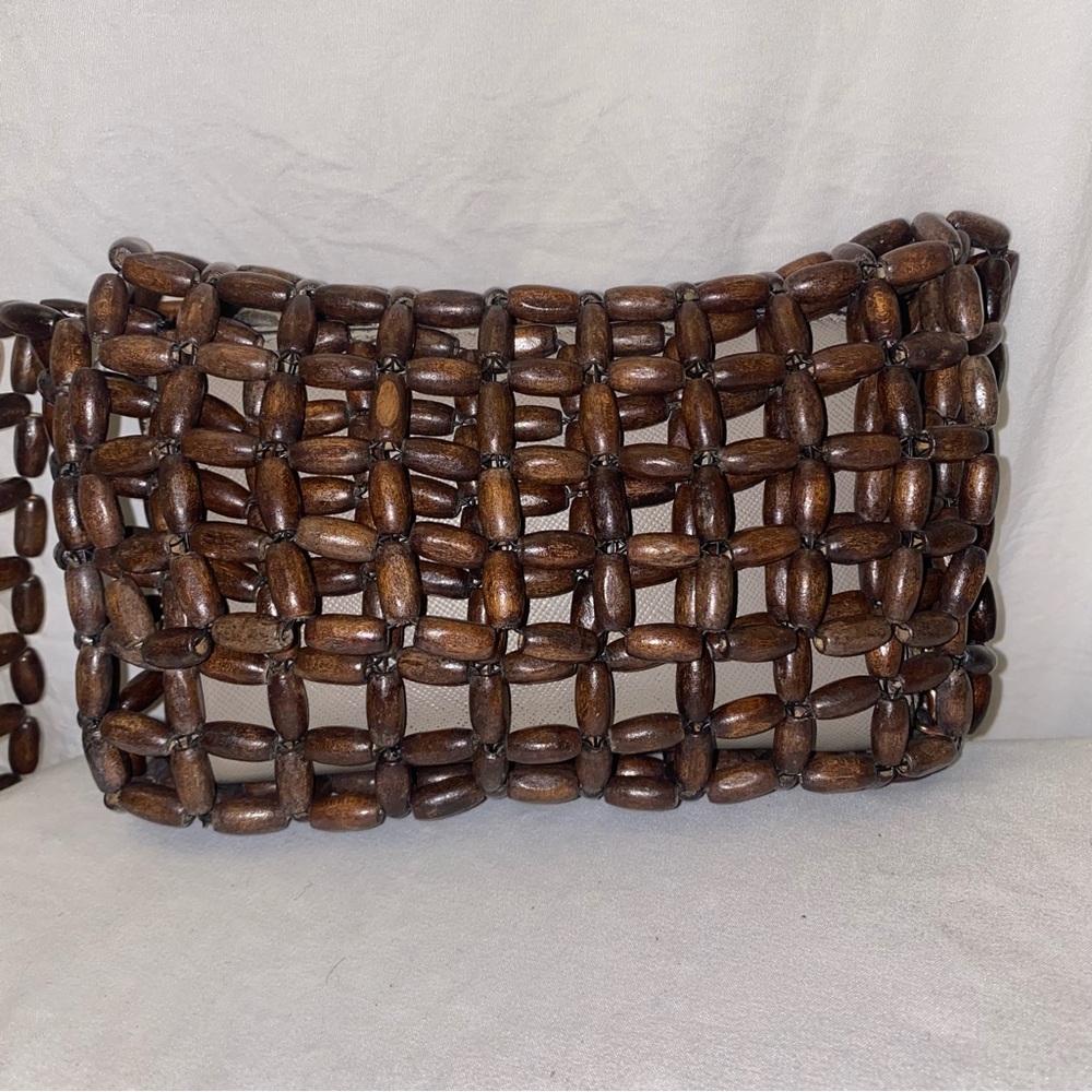 Mango Beaded Wood Mini Crossbody Statement Bag
